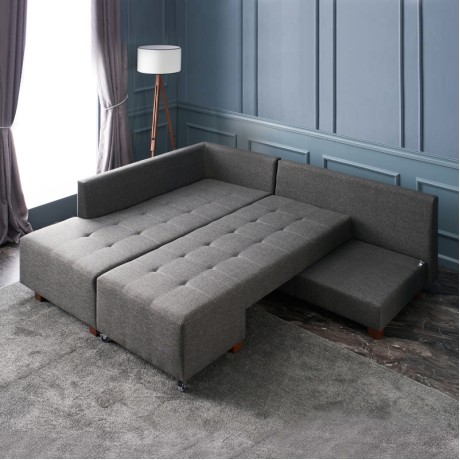 Manama Megapap fabric left corner sofa in antracite color 280x206x85cm.