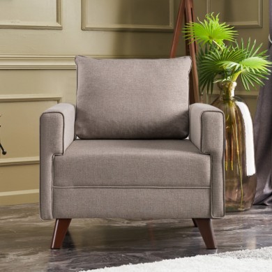 Bella Megapap fabric armchair in cream color 82x81x85cm.