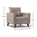 Bella Megapap fabric armchair in cream color 82x81x85cm.