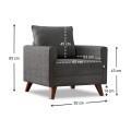 Bella Megapap fabric armchair in anthracite color 82x81x85cm.