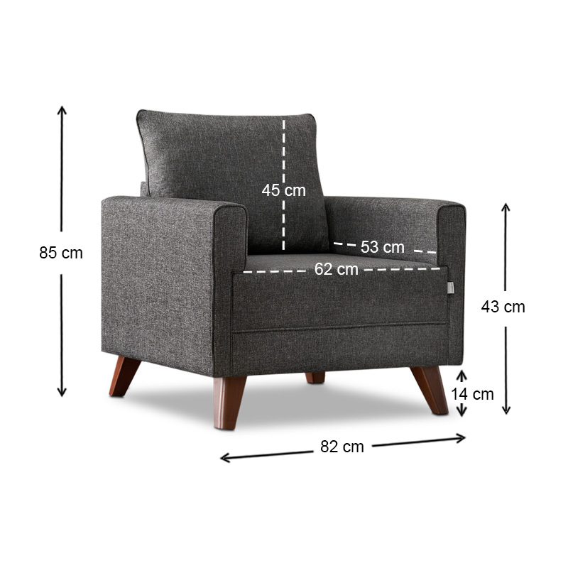 Bella Megapap fabric armchair in anthracite color 82x81x85cm.