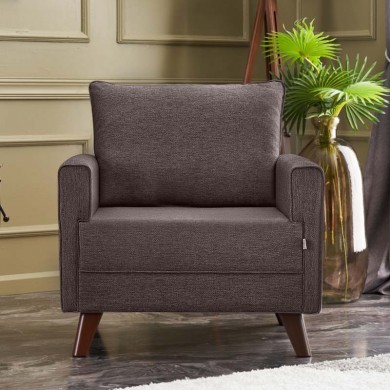 Bella Megapap fabric armchair in brown color 82x81x85cm.