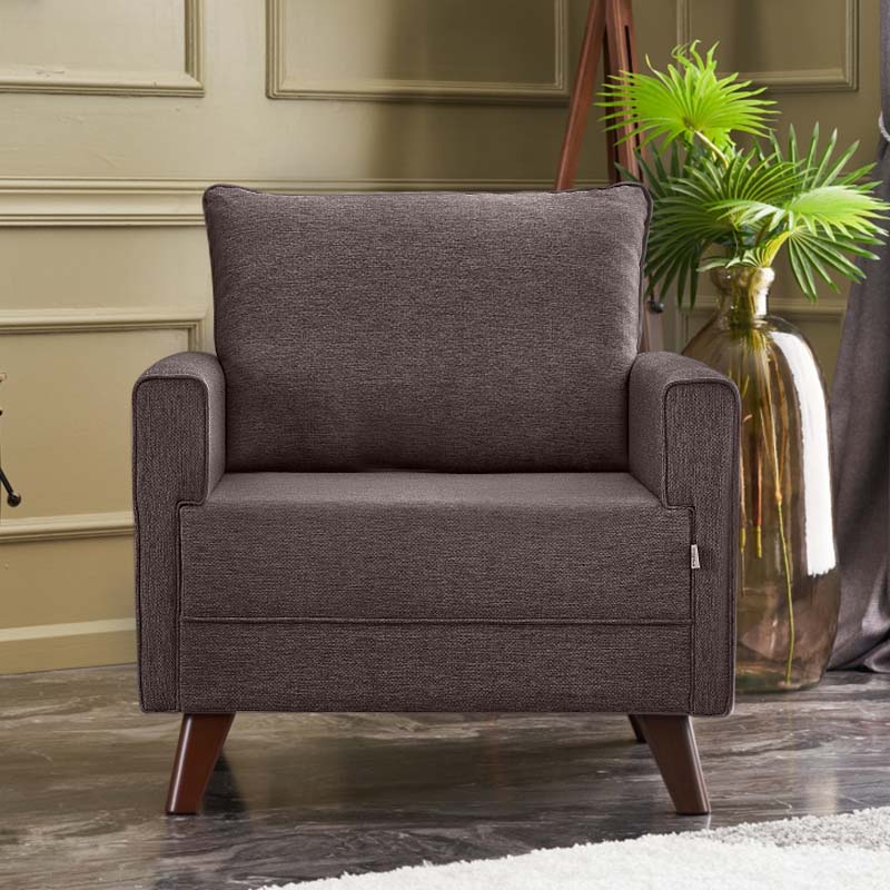 Bella Megapap fabric armchair in brown color 82x81x85cm.