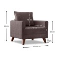 Bella Megapap fabric armchair in brown color 82x81x85cm.