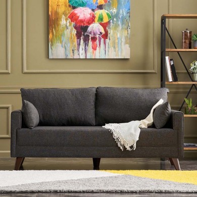 Bella Megapap fabric sofa two - seater in anthracite color 177x81x85cm.