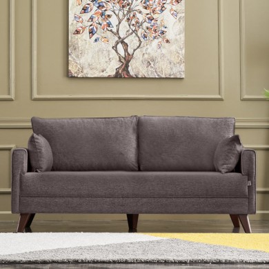 Bella Megapap fabric sofa two - seater in brown color 177x81x85cm.