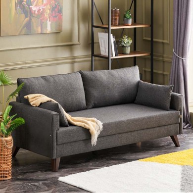 Bella Megapap fabric sofa bed three - seater in anthracite color 208x81x85cm.