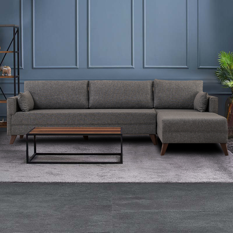 Bella Megapap fabric right corner sofa in anthracite color 275x165x85cm.