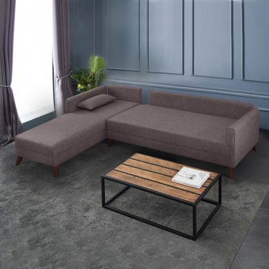 Bella Megapap fabric left corner sofa in brown color 275x165x85cm.