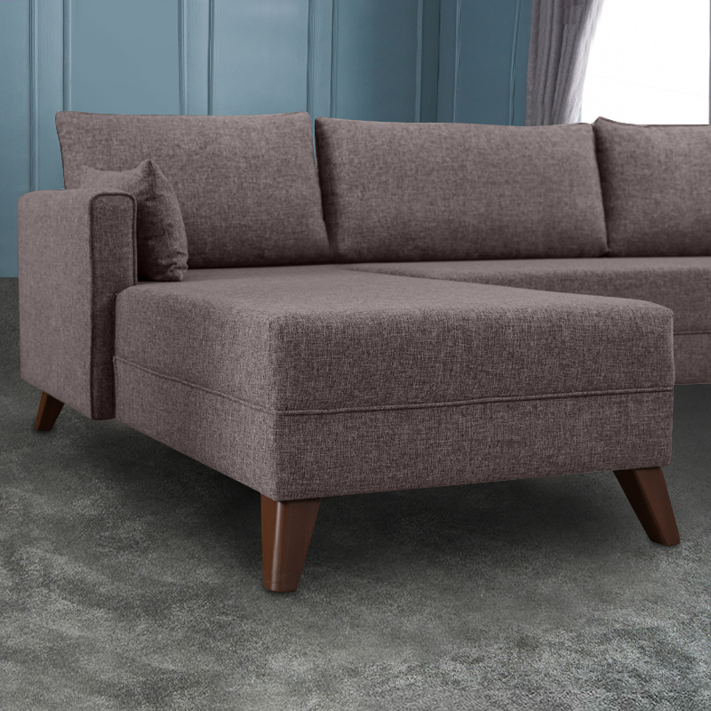 Bella Megapap fabric left corner sofa in brown color 275x165x85cm.