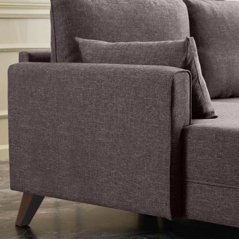 Bella Megapap fabric left corner sofa in brown color 275x165x85cm.