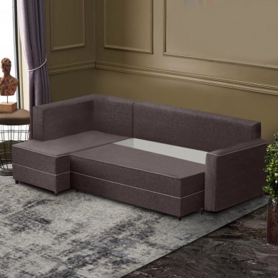 Ece Megapap fabric left corner sofa in brown color 242x160x88cm.