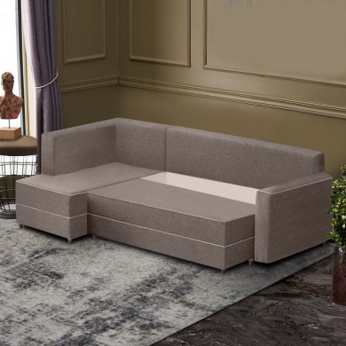 Ece Megapap fabric left corner sofa in cream color 242x160x88cm.