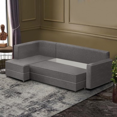 Ece Megapap fabric left corner sofa in grey color 242x160x88cm.