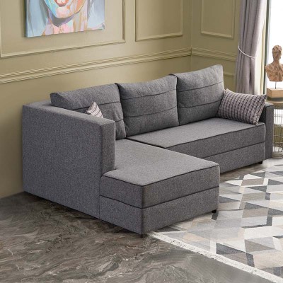 Γωνιακός καναπές - κρεβάτι Ece Megapap αριστερή γωνία υφασμάτινος με αποθηκευτικό χώρο χρώμα γκρι 242x160x88εκ.