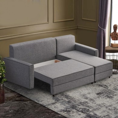 Ece Megapap fabric right corner sofa in grey color 242x145x88cm.