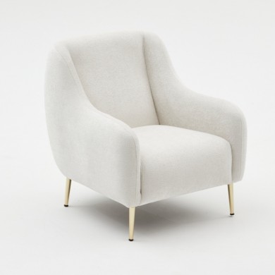 Simena Megapap boucle fabric armchair in cream color 77x70x77cm.