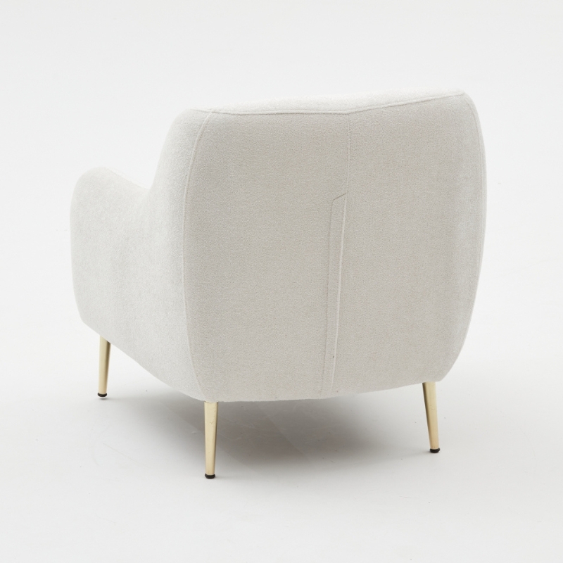 Simena Megapap boucle fabric armchair in cream color 77x70x77cm.