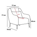 Simena Megapap boucle fabric armchair in cream color 77x70x77cm.