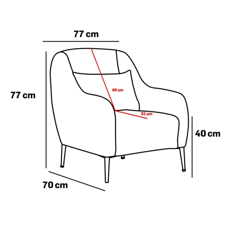 Simena Megapap boucle fabric armchair in cream color 77x70x77cm.