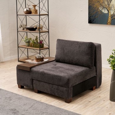 Perenna Megapap fabric single armchair with bed in anthracite color 116x93x83cm.