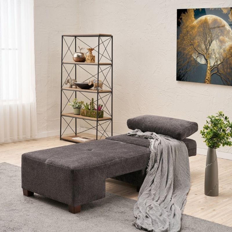 Perenna Megapap fabric single armchair with bed in anthracite color 116x93x83cm.