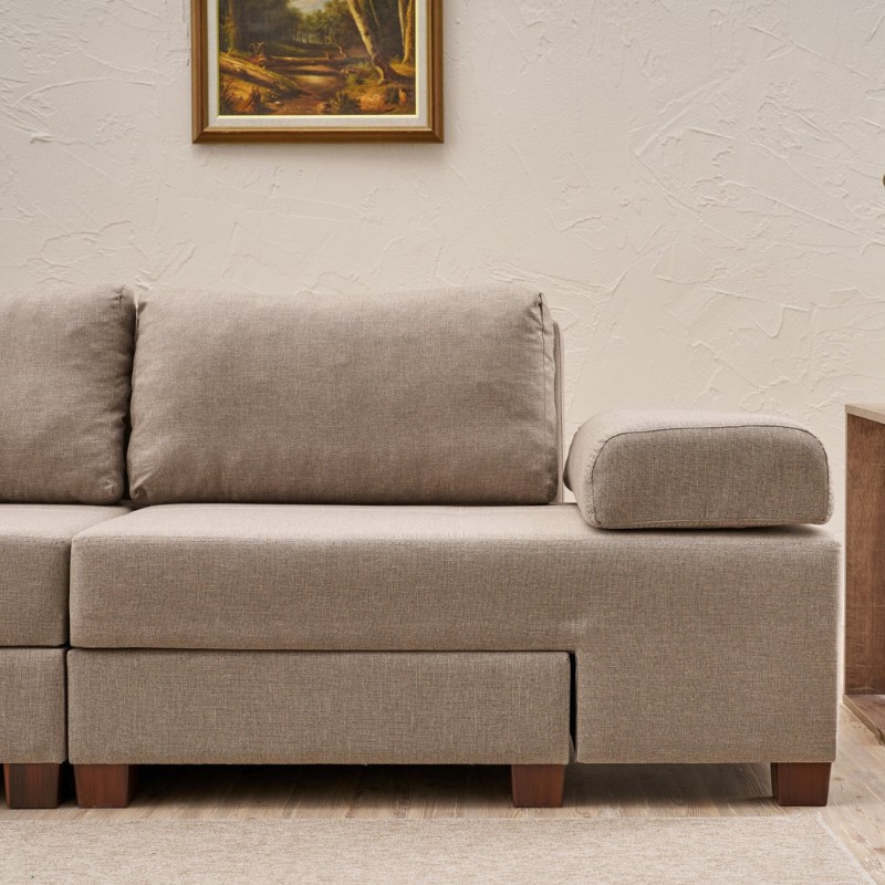 Perenna Megapap fabric sofa three - seater in cream color 233x93x83cm.