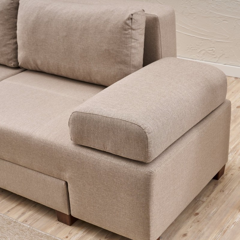 Perenna Megapap fabric sofa three - seater in cream color 233x93x83cm.