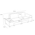 Perenna Megapap fabric sofa three - seater in cream color 233x93x83cm.
