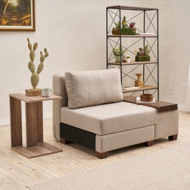 Perenna Megapap fabric single armchair with bed in cream color 116x93x83cm.