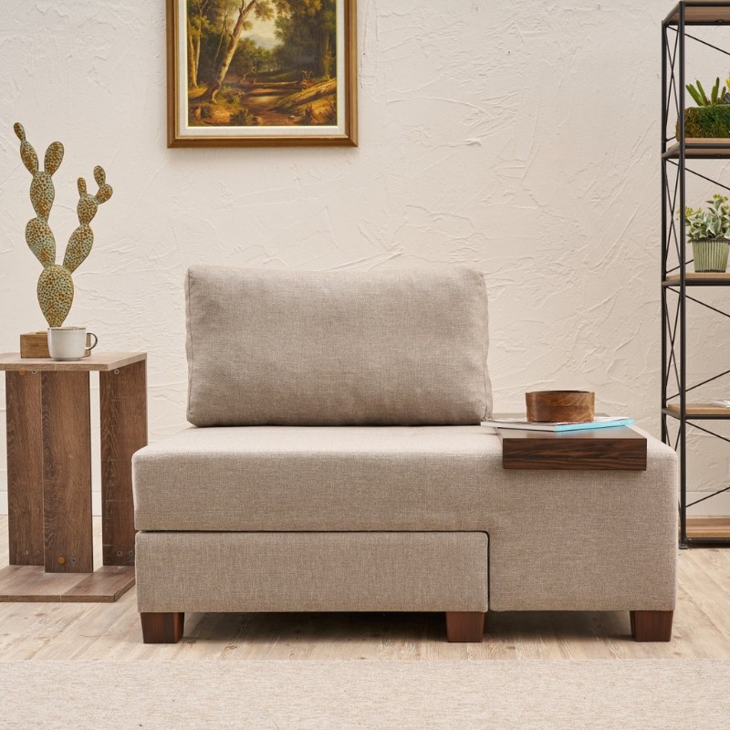 Perenna Megapap fabric single armchair with bed in cream color 116x93x83cm.