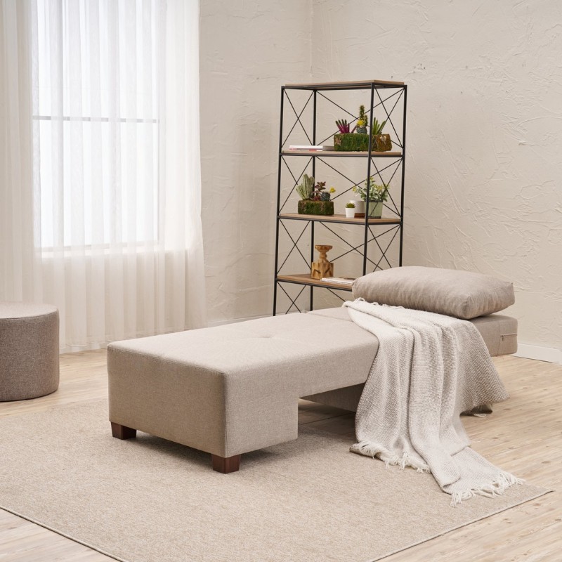 Perenna Megapap fabric single armchair with bed in cream color 116x93x83cm.