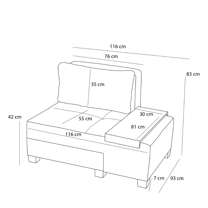 Perenna Megapap fabric single armchair with bed in cream color 116x93x83cm.