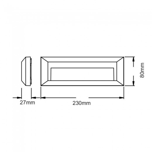 Πλαφονιέρα LED IP65 2W χρώμα γκρι 23x2,7x8εκ.