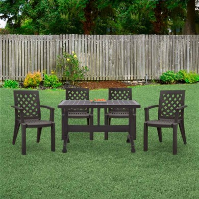 Garden dining set Callan Megapap 5pcs polypropylene table 120x70 - armchair in brown color
