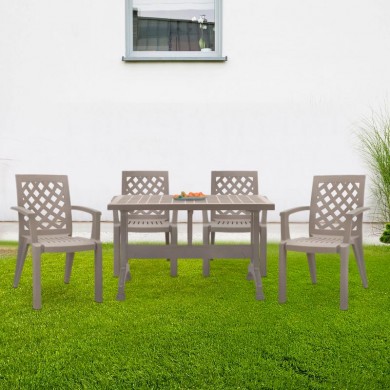 Garden dining set Callan Megapap 5pcs polypropylene table 120x70 - armchair in cappuccino color