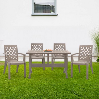 Garden dining set Callan Megapap 5pcs polypropylene table 140x70 - armchair in cappuccino color