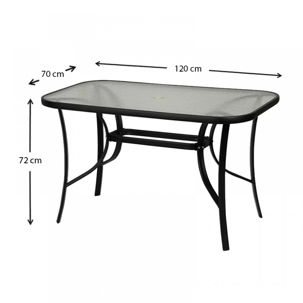 Σετ τραπεζαρία κήπου 5τμχ τραπέζι μεταλλικό μαύρο 120x70 - πολυθρόνα μεταλλική μαύρο textline μαύρο καφέ S_TAB-12070BL+CH-ZS6420BL-MBx4