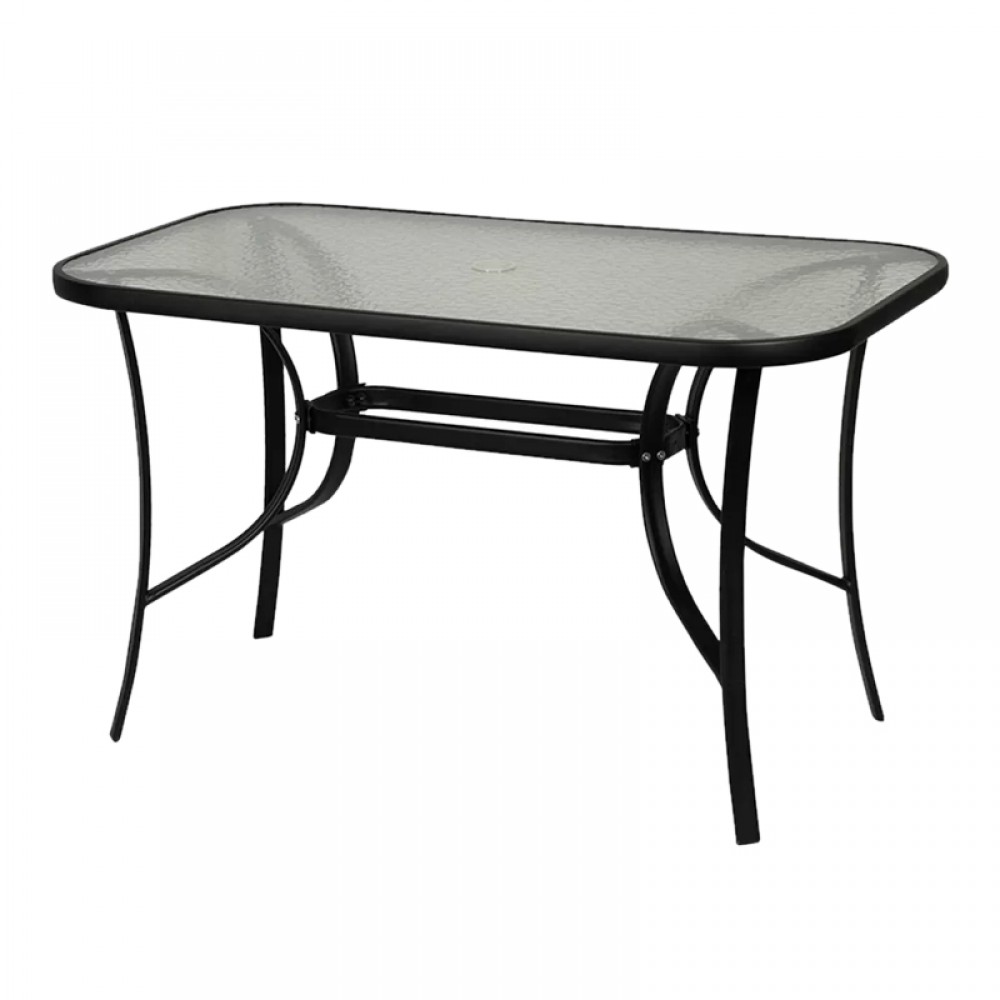 Σετ τραπεζαρία κήπου 5τμχ τραπέζι μεταλλικό μαύρο 140x80 - πολυθρόνα μεταλλική μαύρο textline μαύρο καφέ S_TAB-14080BL+CH-ZS6420BL-MBx4