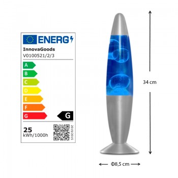 Φωτιστικό επιτραπέζιο λάβα LED από αλουμίνιο Innovagoods V0100521 χρώμα ασημί - μπλε Ø8,5x34εκ.