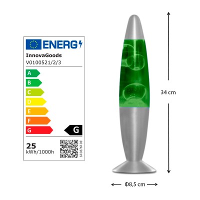 Φωτιστικό επιτραπέζιο λάβα LED από αλουμίνιο Innovagoods V0100523 χρώμα ασημί - πράσινο Ø8,5x34εκ.