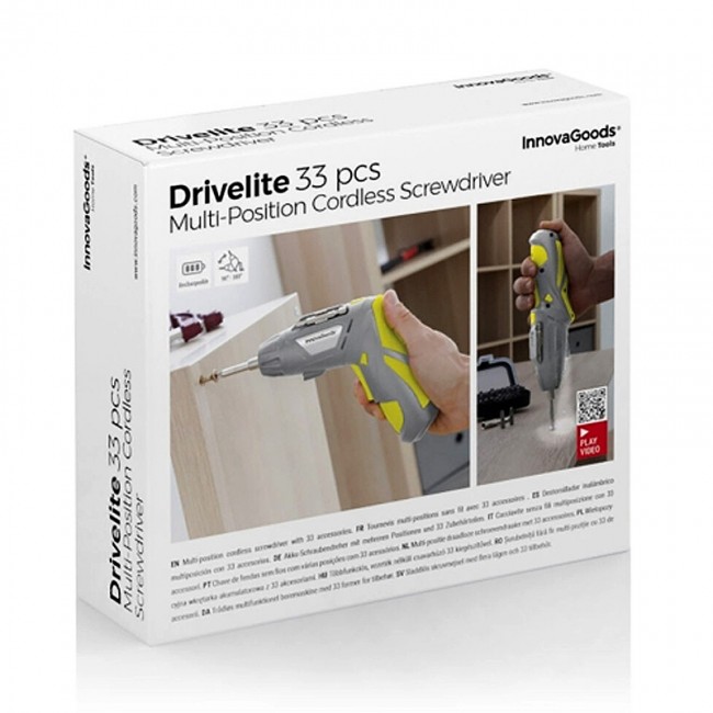 Ηλεκτρικό κατσαβίδι Innovagoods V0103218 Drivelite πολλαπλών θέσεων με αξεσουάρ 33 τεμάχια 7x5x23εκ.
