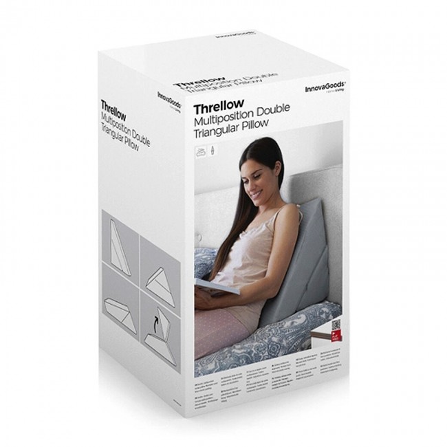 Μαξιλάρι τριγωνικό Innovagoods V0103408 Threllow διπλής σφήνας και πολλαπλών θέσεων χρώμα γκρι 60x40x24εκ.