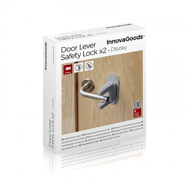 Προστατευτικές ασφάλειες για πόρτες Innovagoods V0103621 Dlooky 2 τμχ χρώμα γκρι 12x8x5εκ.