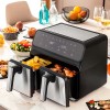 Φριτέζα αέρος - AirFryer Fryinn Double Innovagoods V0103721 με διπλό αποσπώμενο κάδο 8lt χρώμα μαύρο - ασημί 3400W