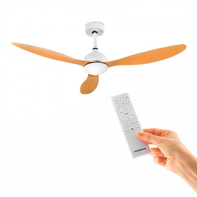 Ανεμιστήρας οροφής με LED και 3 πτερύγια Flaled InnovaGoods V0103873 Ø132 χρώμα λευκό - φυσικό 36W
