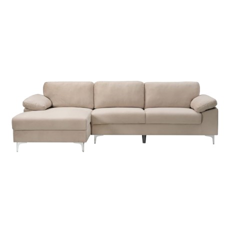 ALEX Corner Sofa Fabric Beige Velure (Right Sitting Chaise)
