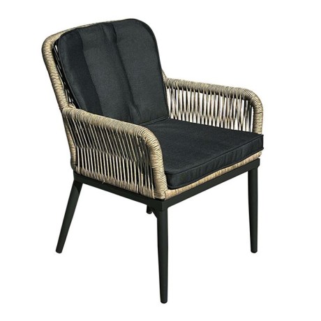 ALLEY Armchair Alu Anthracite/Wicker Natural/Cushions Anthracite