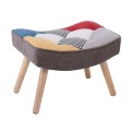 ALMA Set Armchair & Stool Natural / Patchwork Fabric (K/D)