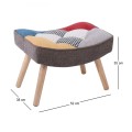 ALMA Set Armchair & Stool Natural / Patchwork Fabric (K/D)